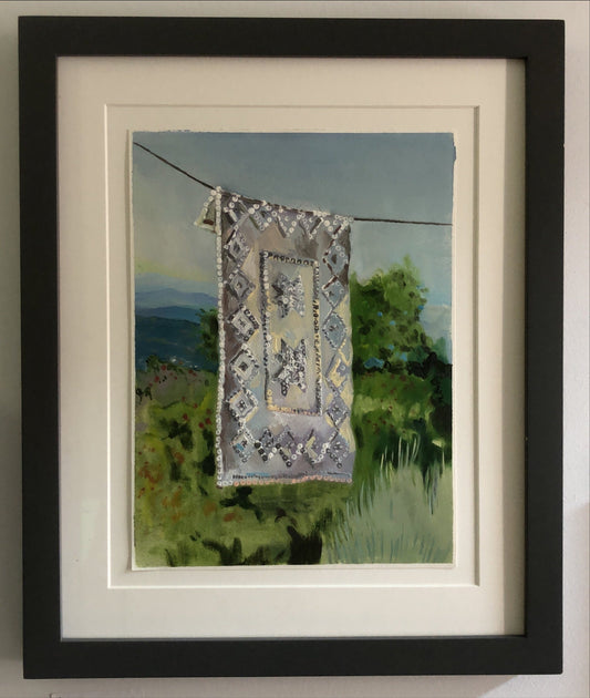 Untitled (landscape with carpet on clothesline)